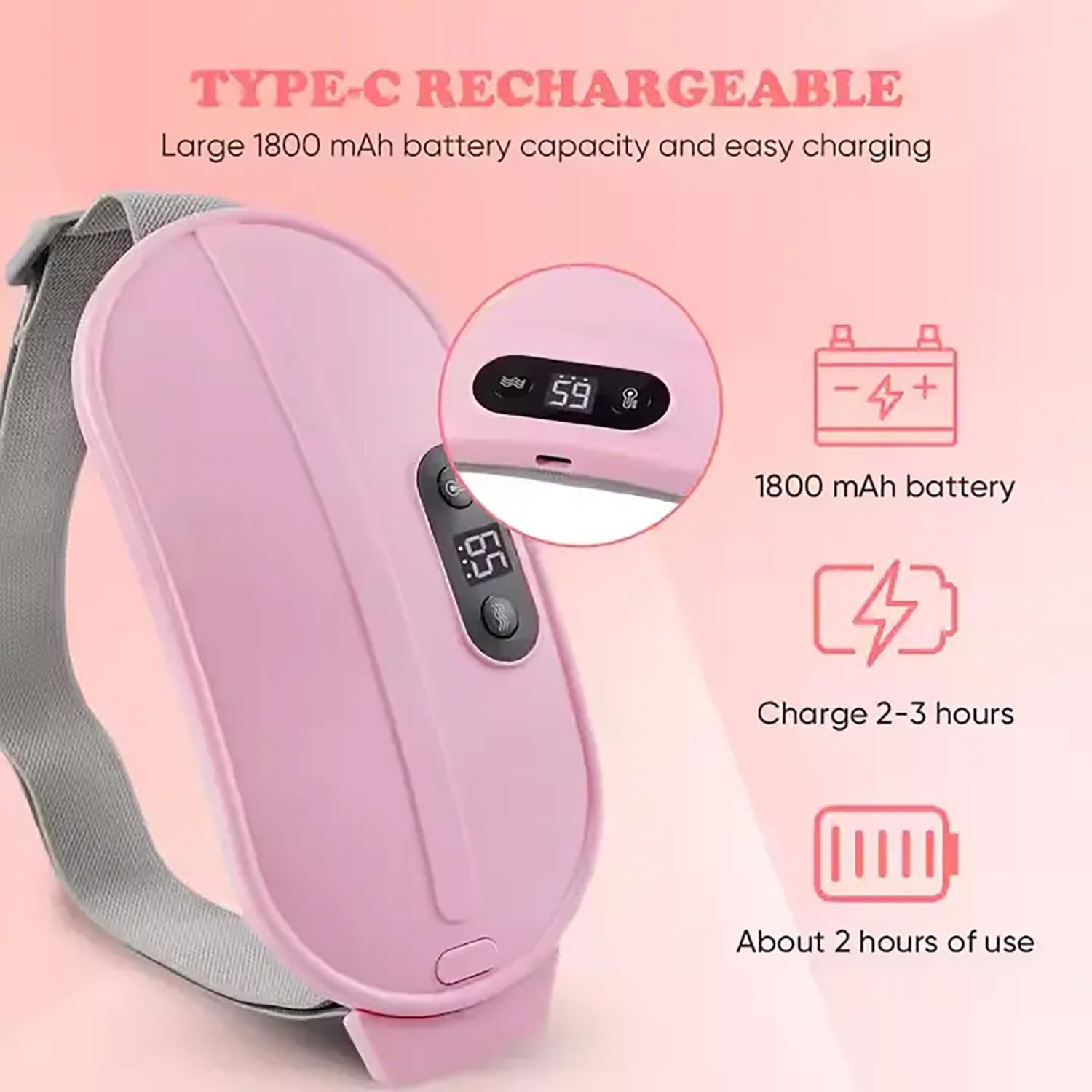 Rechargeable Period Cramp Massager – Instant Relief with Heat & Vibration
